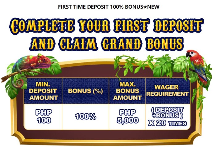 100% Deposit Match Bonus up to ₱5,000