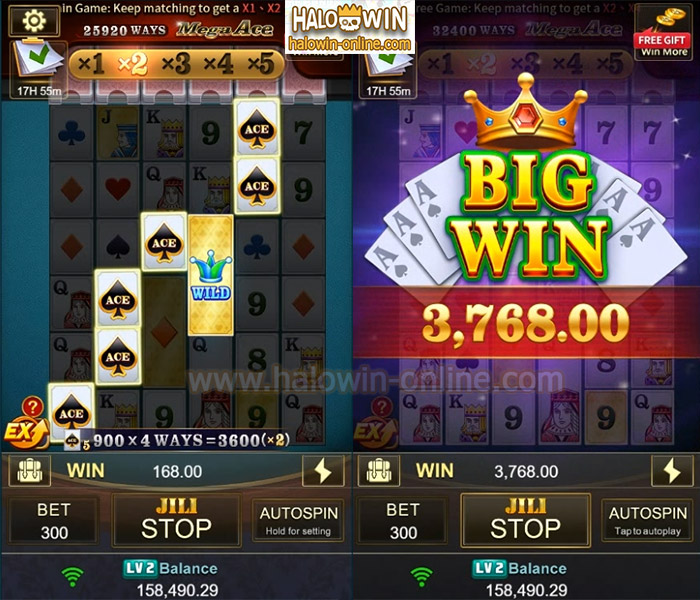 Jili Mega Ace Slot Game 2X Win 3,768