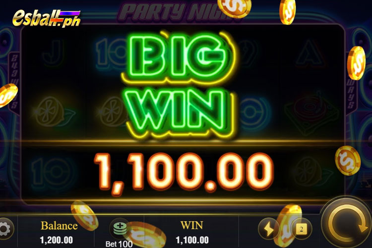 JILI Party Night Slot Bet ₱100 and Win Mega Jackpots Fast - Big win ₱1,100