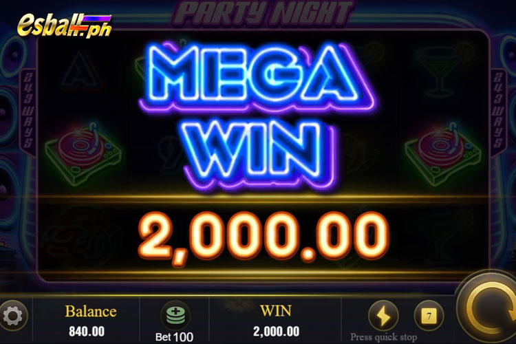 JILI Party Night Slot Bet ₱100 and Win Mega Jackpots Fast - Mwga Win ₱2,000