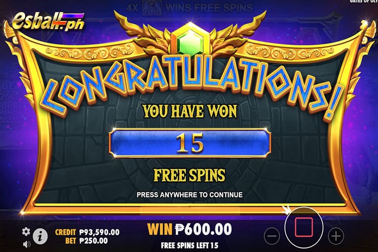 15 Free Spins on Gates of Olympus Slot