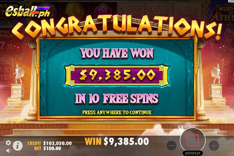 How to Get Wisdom of Athena Free Play - 10 FREE SPINS Win 9,385